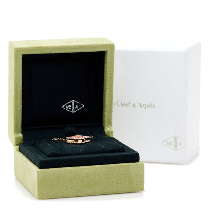 Van Cleef & Arpels 18K Rose Gold Diamond Rhodonite Vintage Alhambra Pendant Necklace 6 of 6