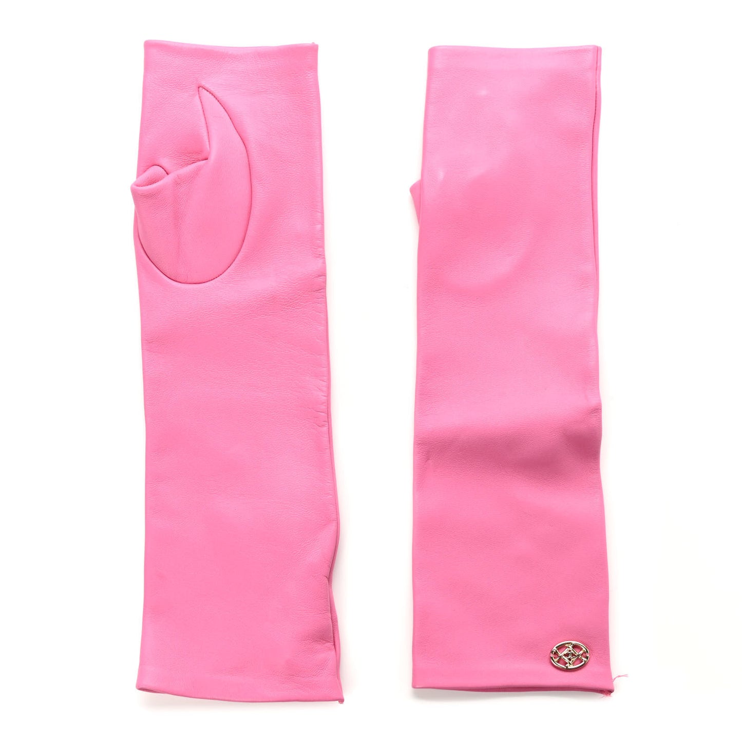 Lambskin Fingerless CC Long Gloves 7 Pink