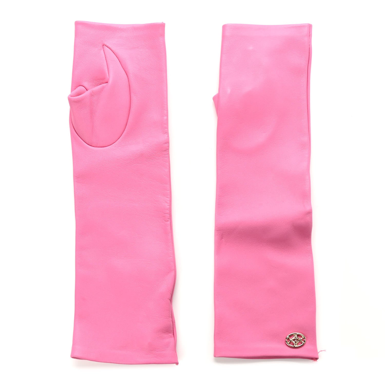 Chanel Lambskin Fingerless CC Long Gloves 7 Pink 1 of 8