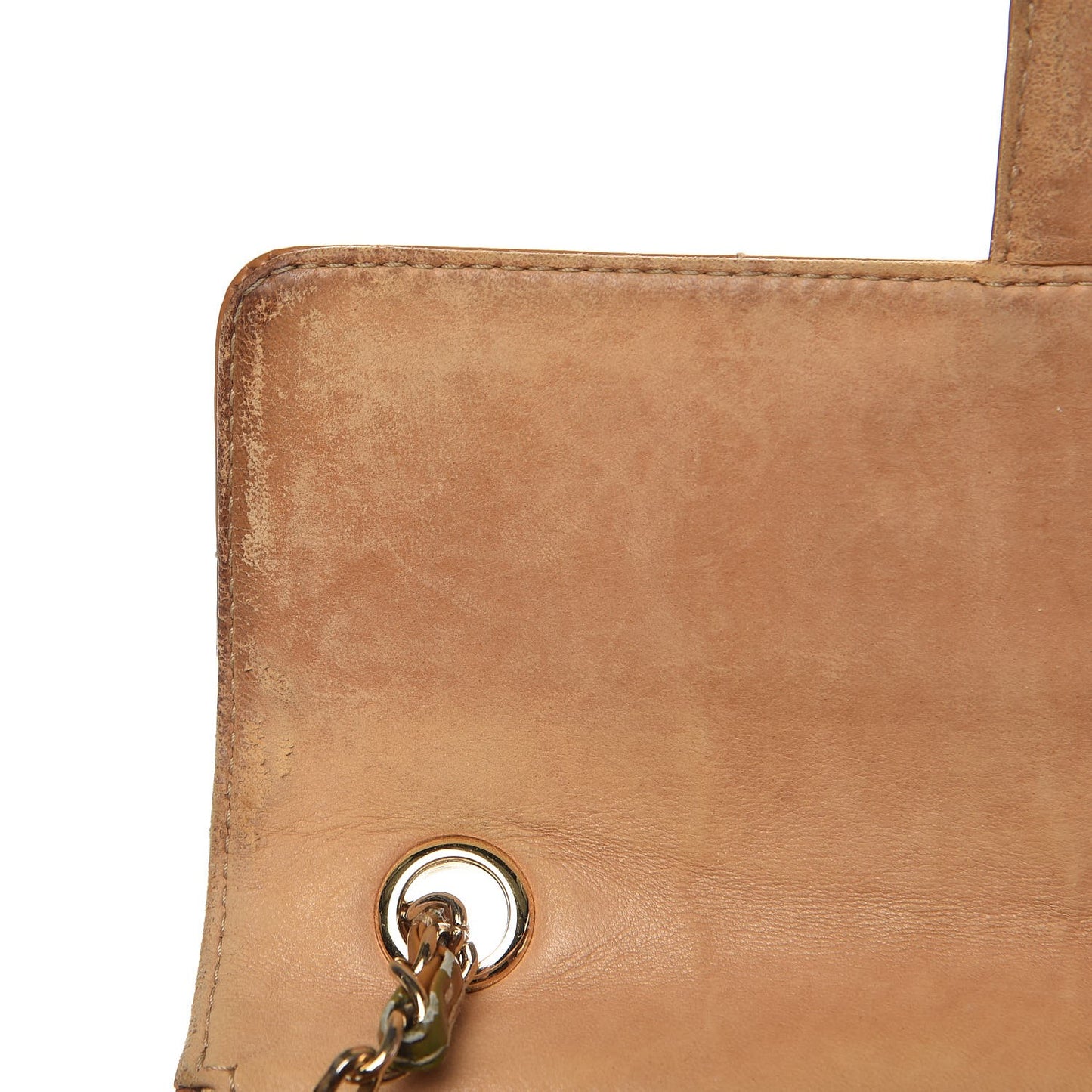Patent Quilted Medium Chocolate Bar Flap Tan