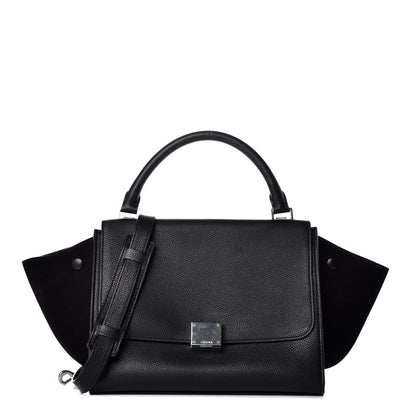 Celine Drummed Calfskin Suede Small Trapeze Black 1 of 9