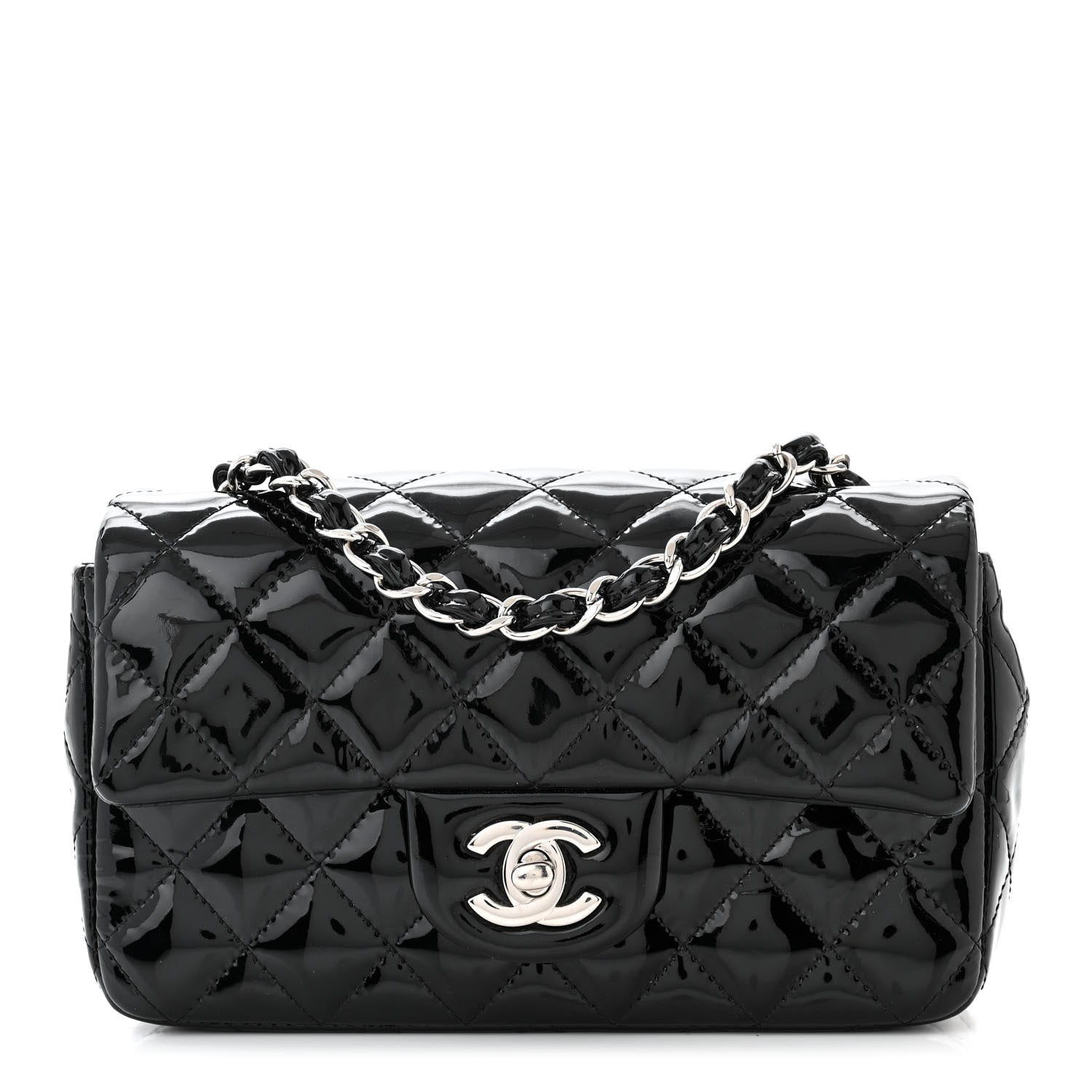 Chanel Patent Calfskin Quilted Mini Rectangular Flap Black 1 of 10
