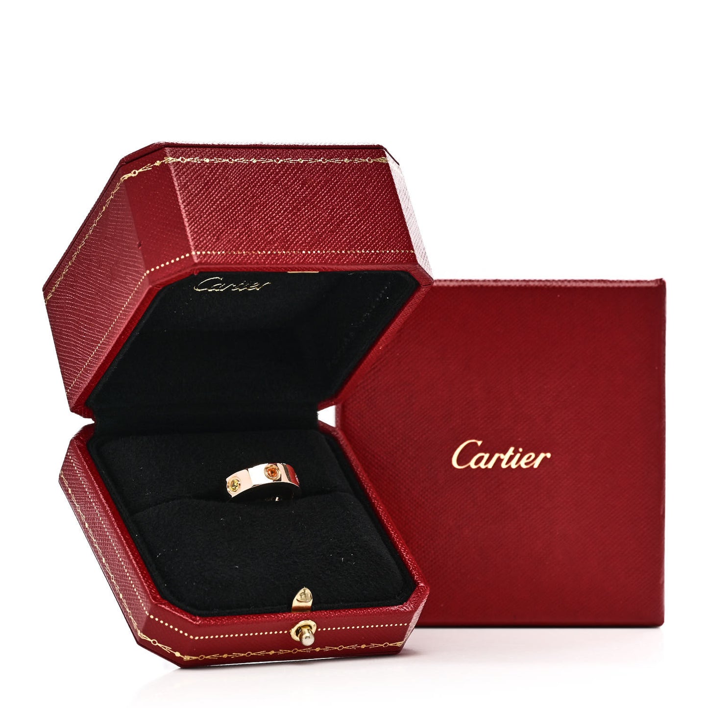 18K Pink Gold Sapphire Garnet Amethyst 5.5mm LOVE Ring 49 5