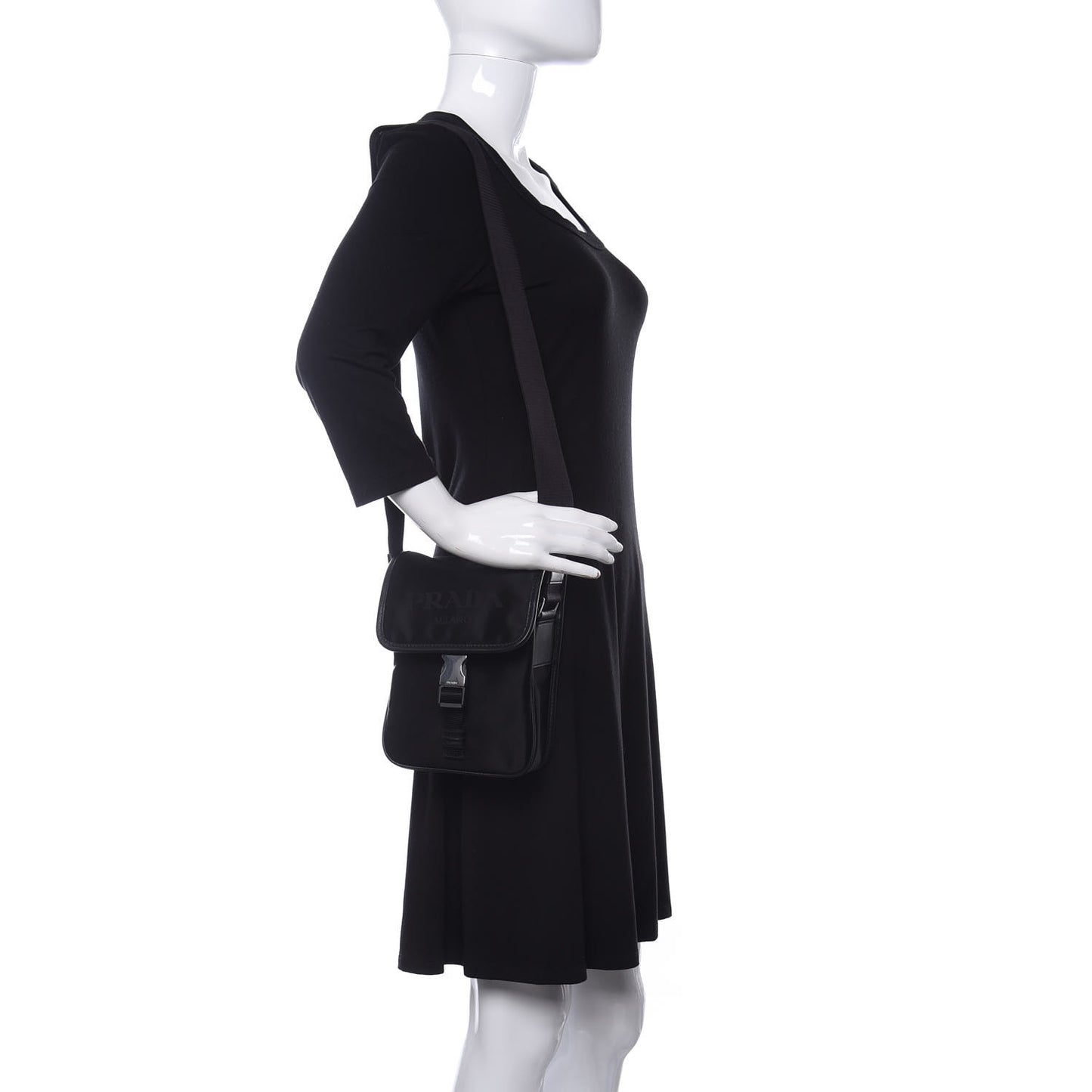 Tessuto Nylon Saffiano Logo Messenger Bag Black