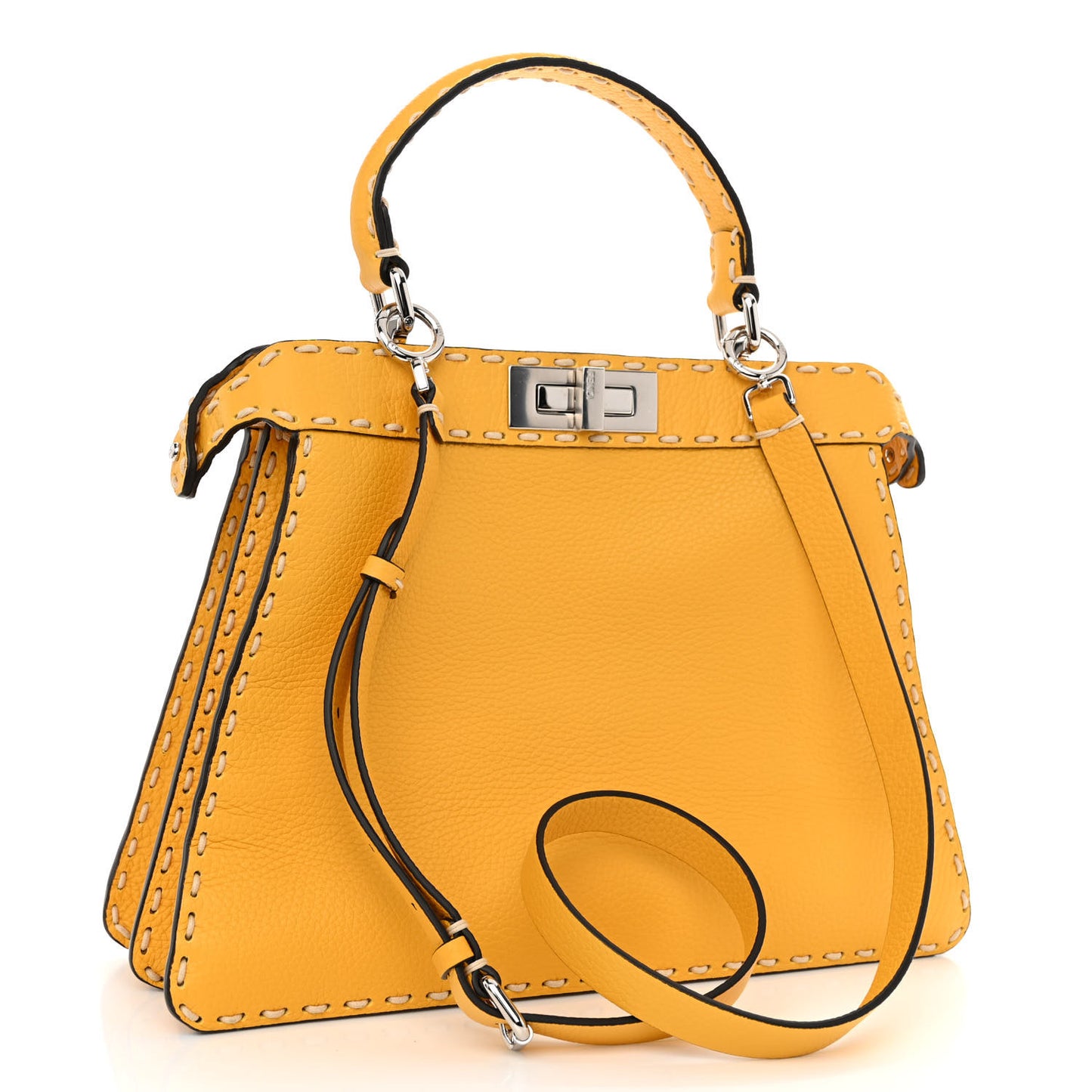 Vitello Granato Camoscio Selleria Macro Stitchings Medium Peekaboo I SEE U Satchel Mimosa