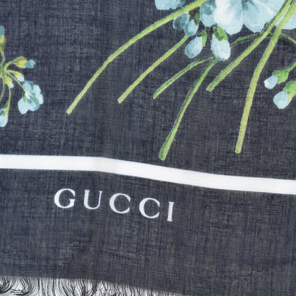 Gucci Modal Silk New Bloomy Shawl Midnight Blue Sky Blue 3 of 4