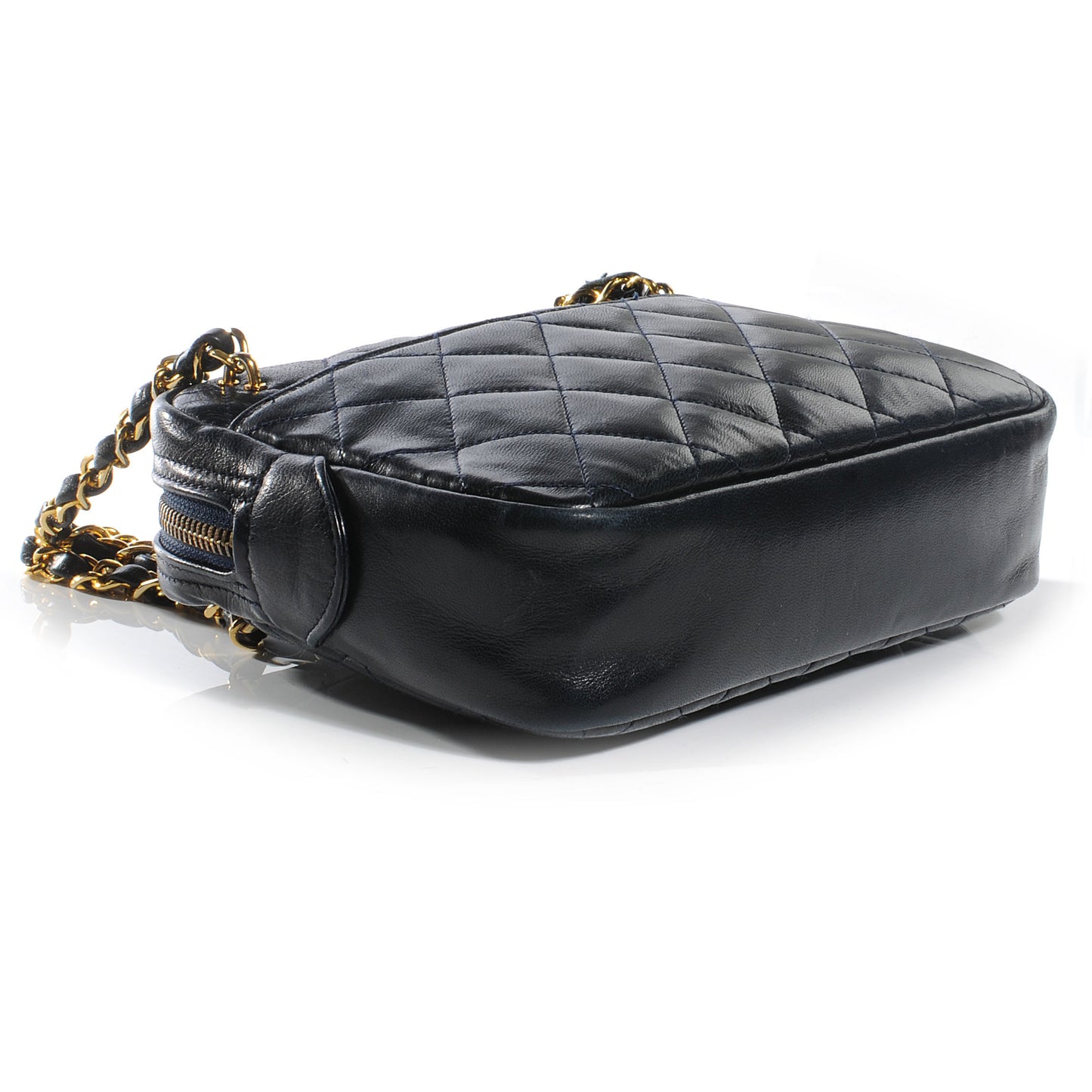 Lambskin Quilted Camera Bag Navy
