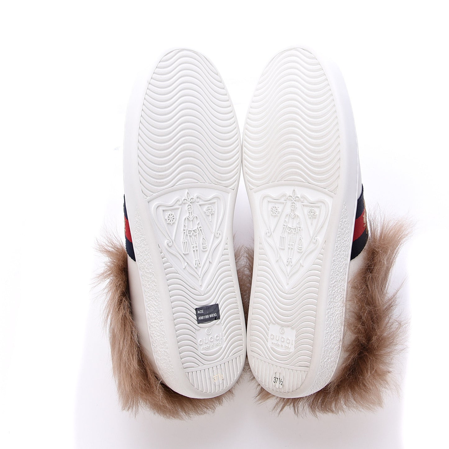 Calfskin Wool Web Bee Embroidered Womens Ace Sneakers 37.5 White
