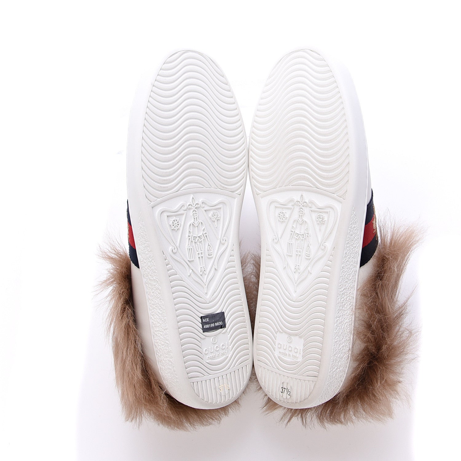 Gucci Calfskin Wool Web Bee Embroidered Womens Ace Sneakers 37.5 White 5 of 8