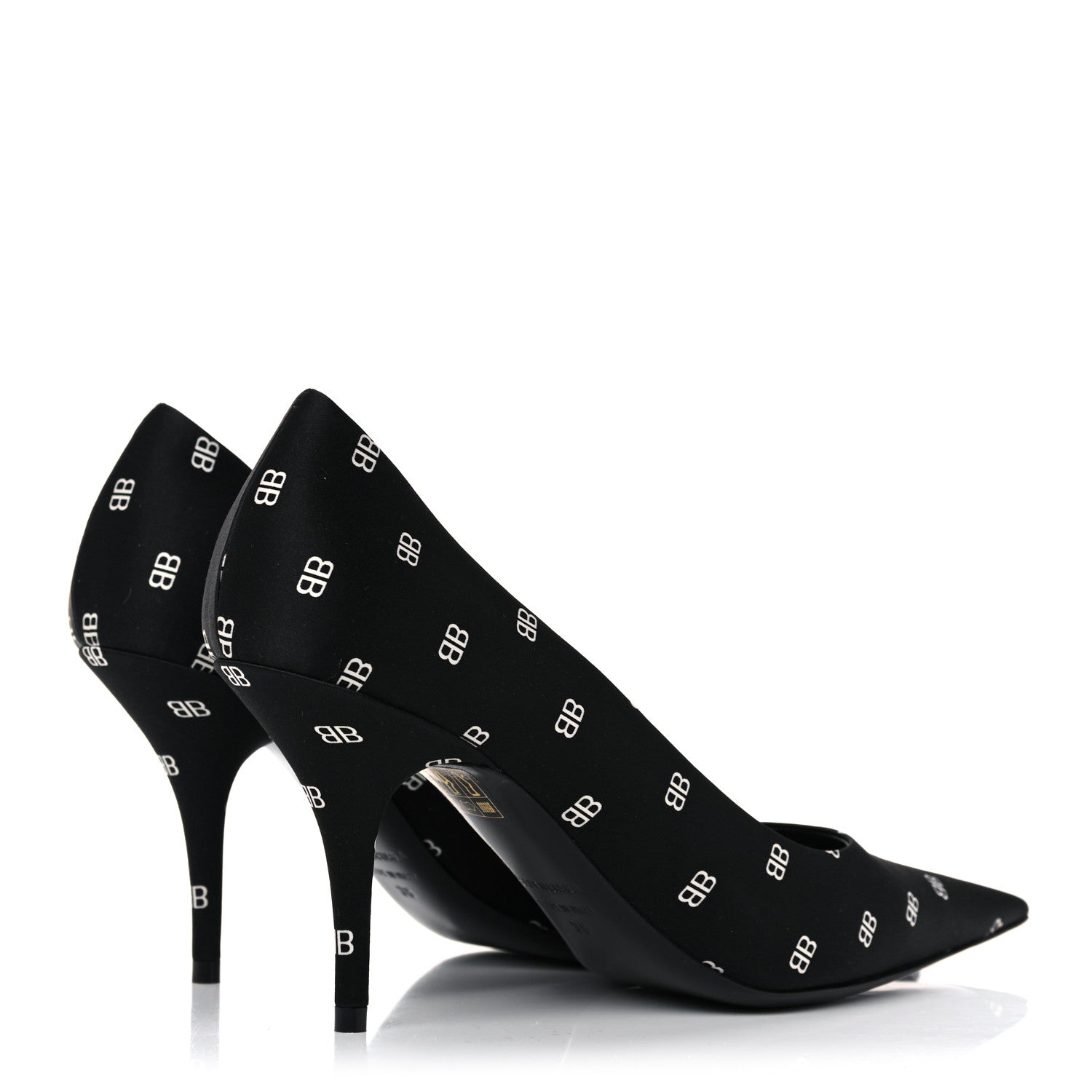 Balenciaga Crepe Satin BB Allover Logo Knife 80mm Pumps 38 Black 4 of 8