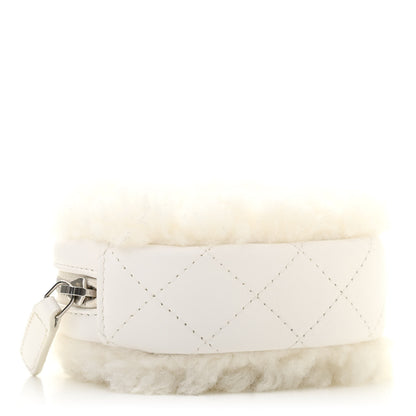 Chanel Shearling Sheepskin Lambskin Quilted Round Clutch With Chain White 4 of 7