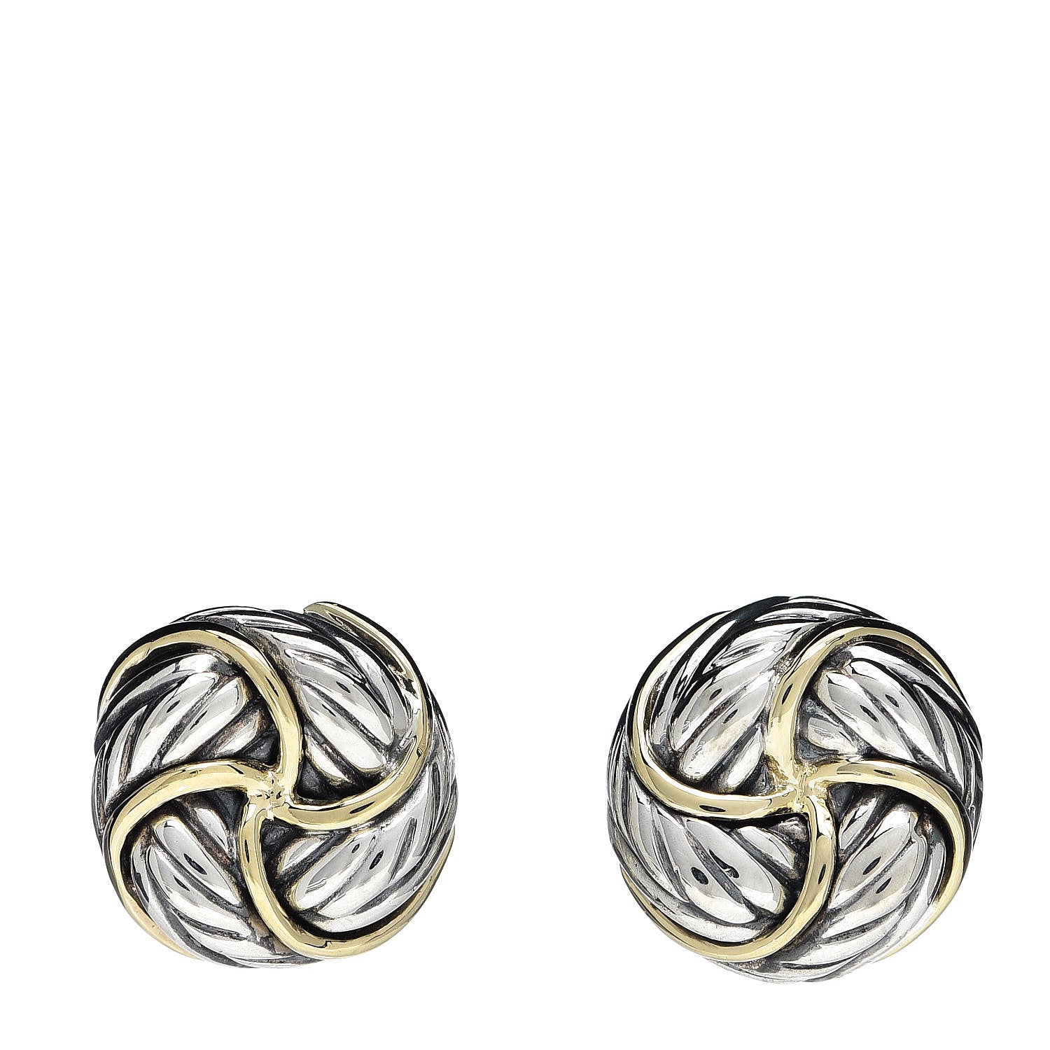 David Yurman Sterling Silver 18K Yellow Gold Infinity Love Knot Earrings 1 of 4