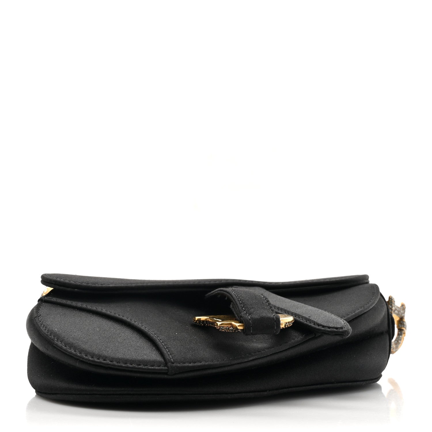 Christian Dior Satin Crystal Mini Saddle Bag Black 4 of 10