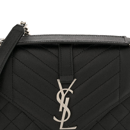 Saint Laurent Grain De Poudre Textured Mixed Matelasse Triquilt Medium Monogram Satchel Black 8 of 11
