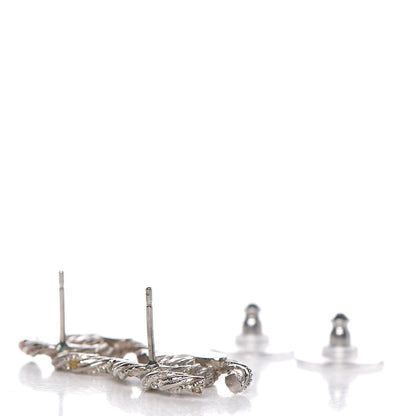 Chanel Crystal CC Twisted Earrings Silver 3 of 4