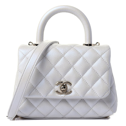 Chanel Iridescent Caviar Quilted Extra Mini Coco Handle Flap White 1 of 5