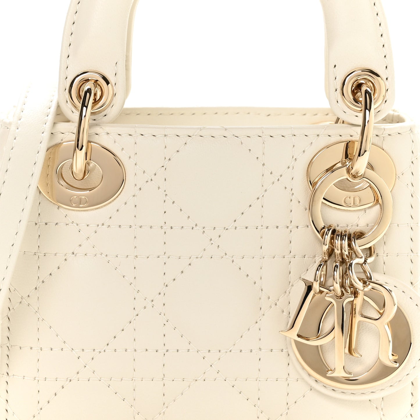 Lambskin Cannage Micro Lady Dior White
