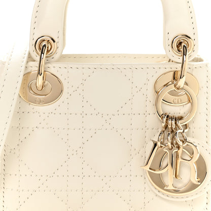 Christian Dior Lambskin Cannage Micro Lady Dior White 8 of 11