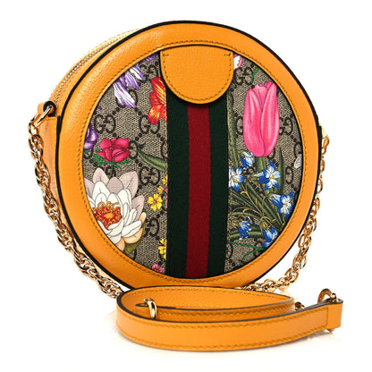 Gucci GG Supreme Monogram Flora Web Mini Ophidia Round Shoulder Bag Beige Multicolor Crop 3 of 10