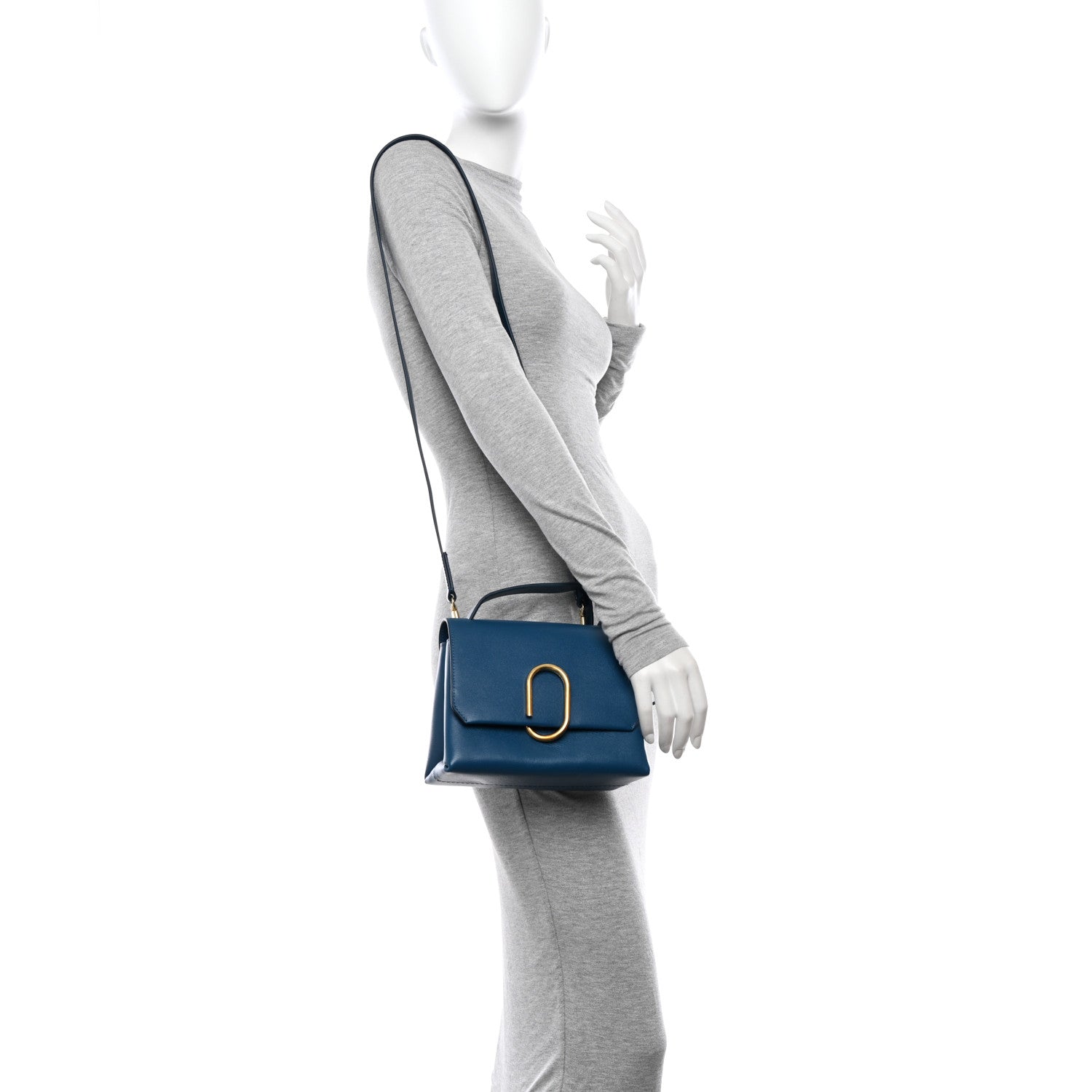 3.1 Phillip Lim Smooth Calfskin Mini Alix Top Handle Satchel Lapis 2 of 13