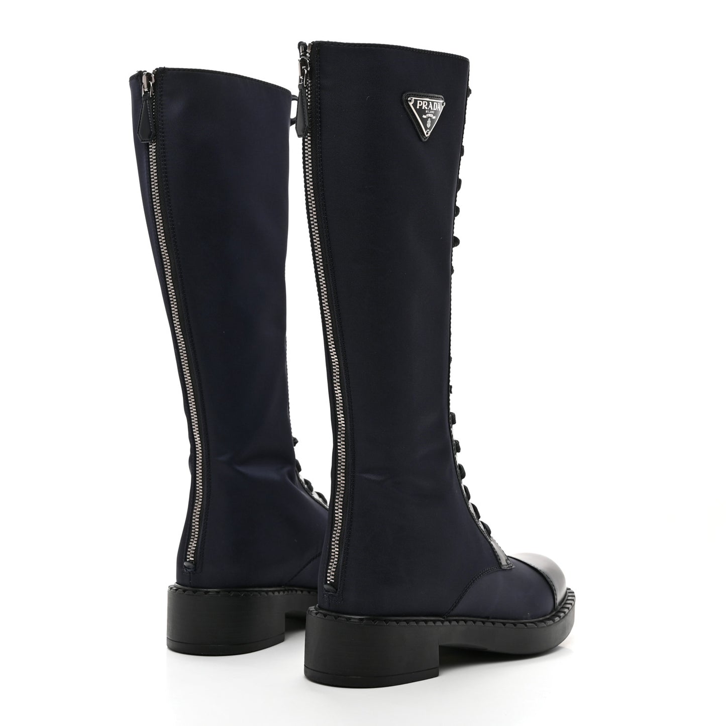 Re-Nylon Spazzolato Rois Metal Triangle Logo Tall 50mm Combat Boots 37 Bleu