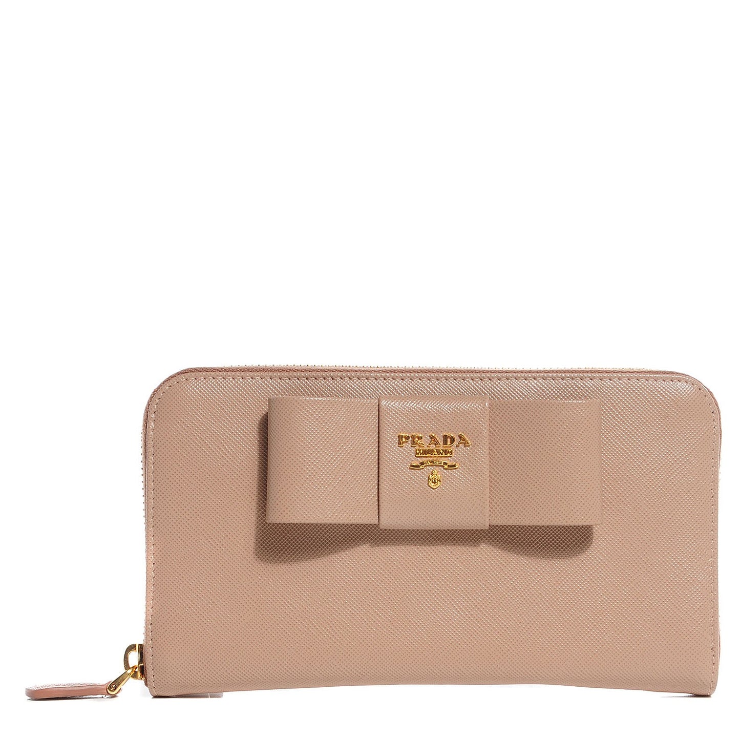 Saffiano Fiocco Bow Zip Around Wallet Cammeo
