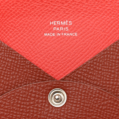 Hermes Epsom Verso Calvi Card Case Rouge Venetian Rose Texas 6 of 10