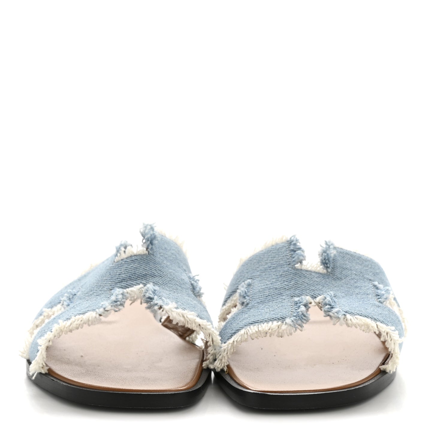 Denim Oran Fringe Sandals 37 Bleu Clair