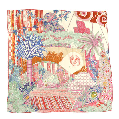 Hermes Cashmere Silk Acte III Scene I La Clairiere Shawl 140 White Rose Corail 1 of 4