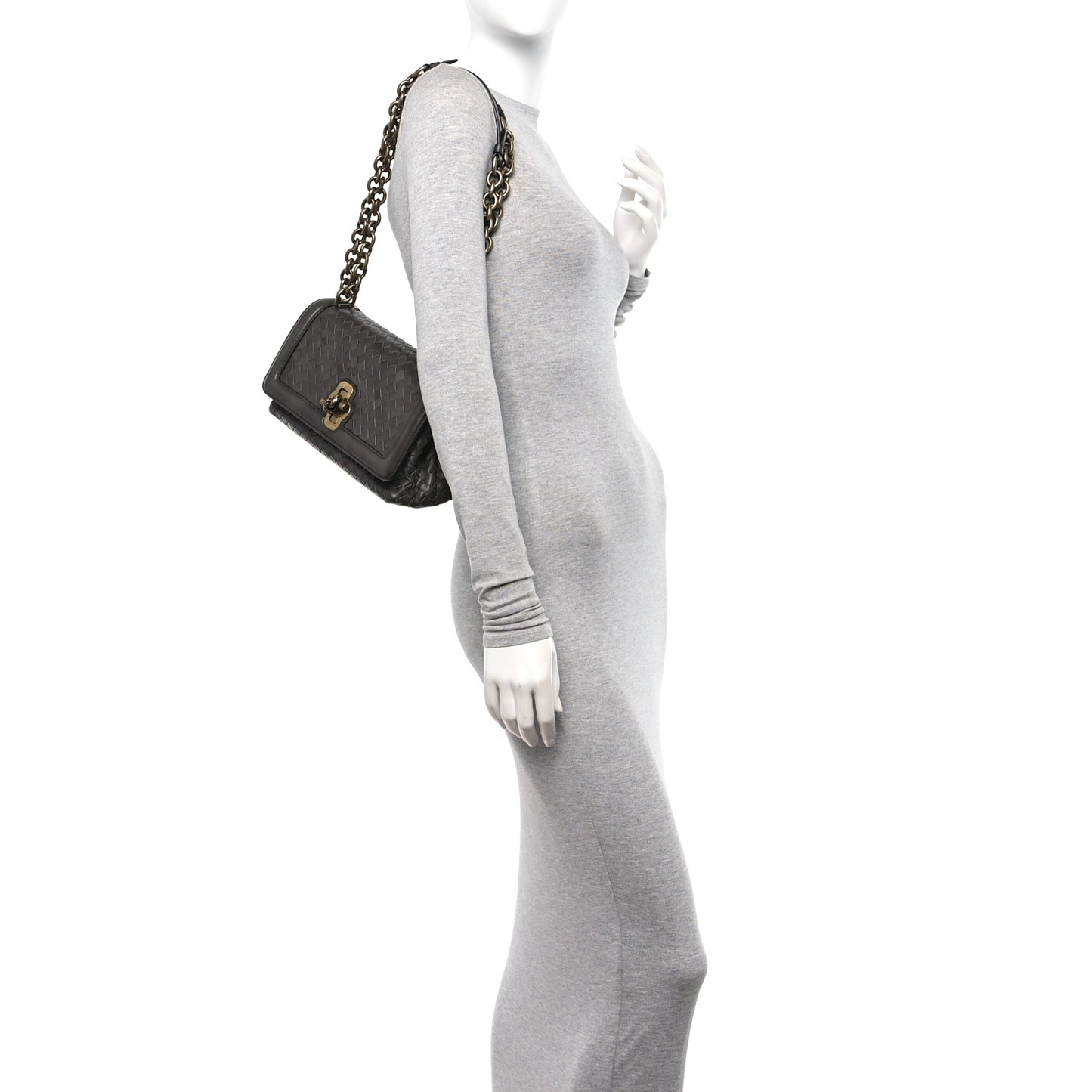 Nappa Intrecciato Olimpia Knot Bag Grey