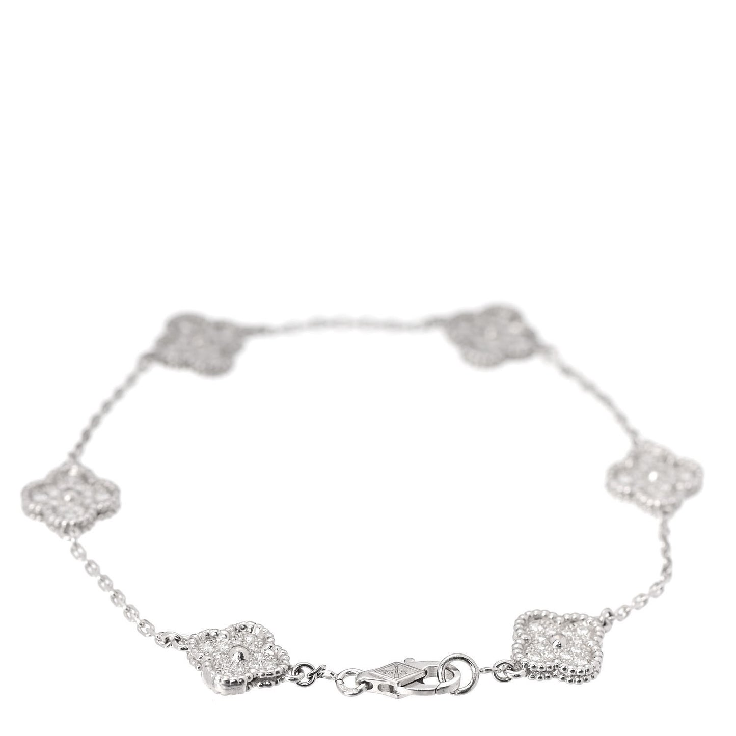18K White Gold Diamond 6 Motifs Sweet Alhambra Bracelet