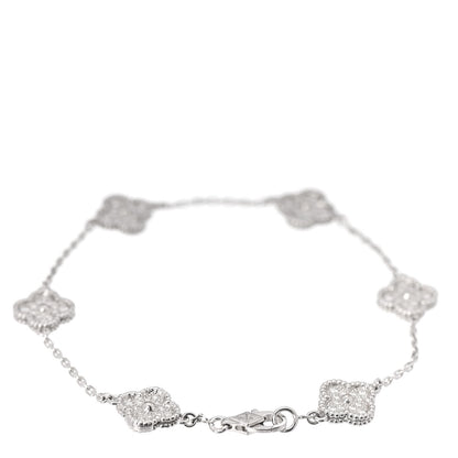 Van Cleef & Arpels 18K White Gold Diamond 6 Motifs Sweet Alhambra Bracelet 3 of 6