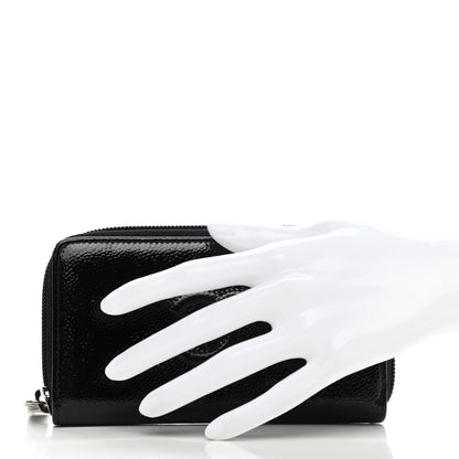 Chanel Caviar Patent Timeless Zip Around Wallet Black 2 of 8