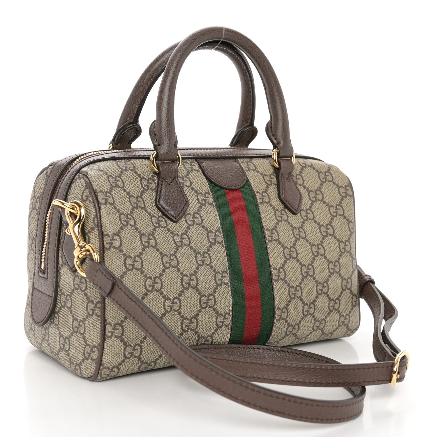 Gucci GG Supreme Monogram Web Small Ophidia Top Handle Bag Beige Ebony 3 of 10