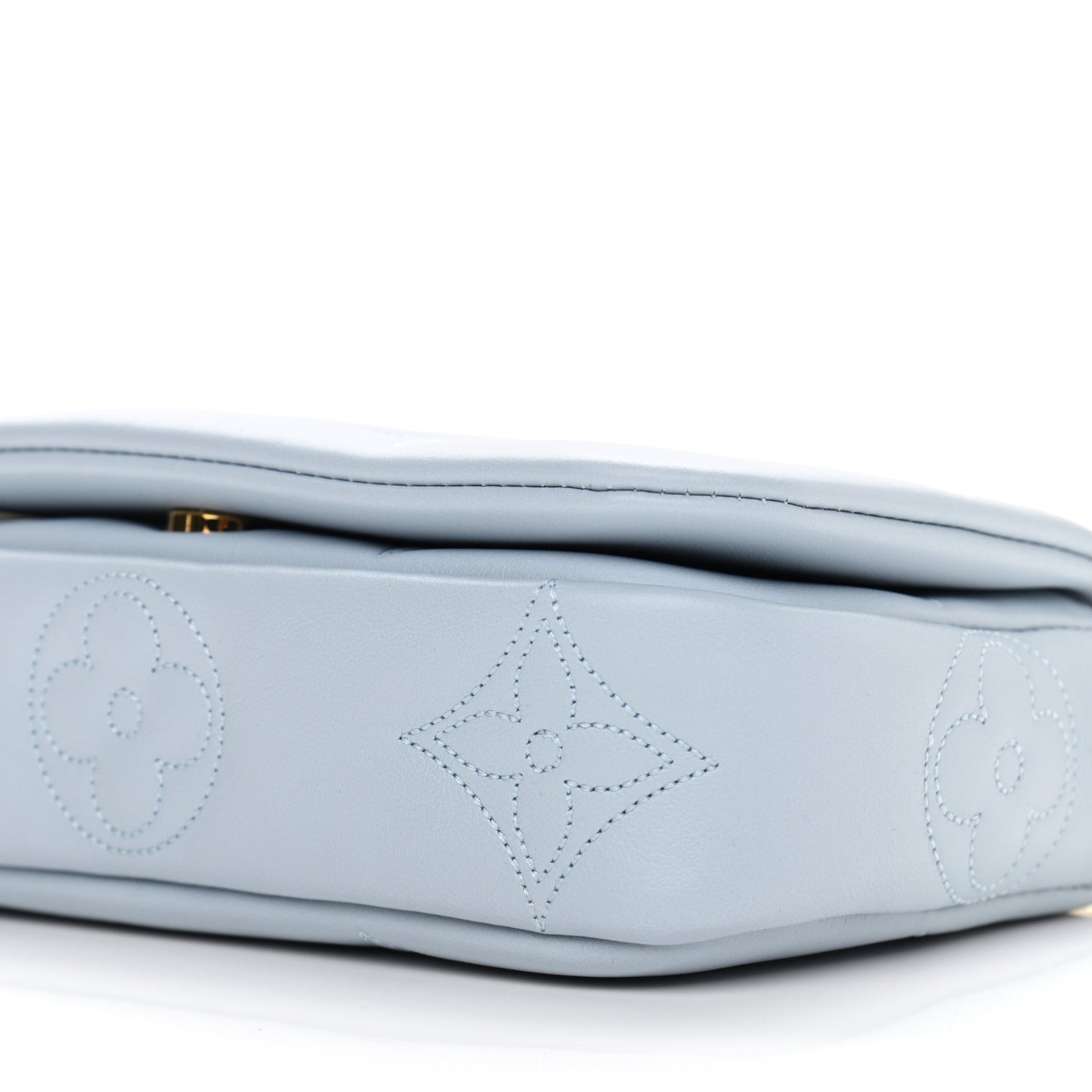 Calfskin Bubblegram Wallet On Strap Ice Blue