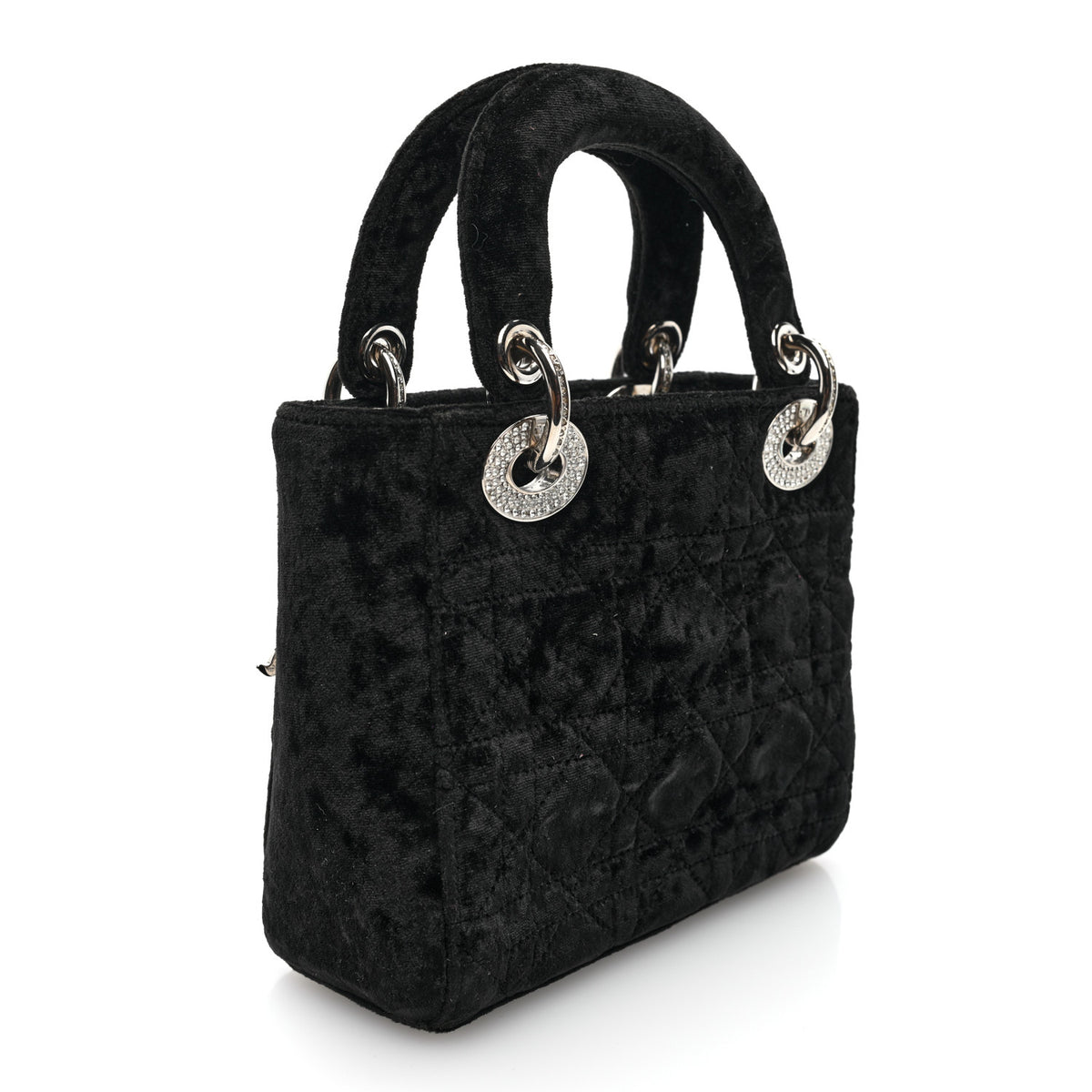 Velvet Crystal Mini Lady Dior Black