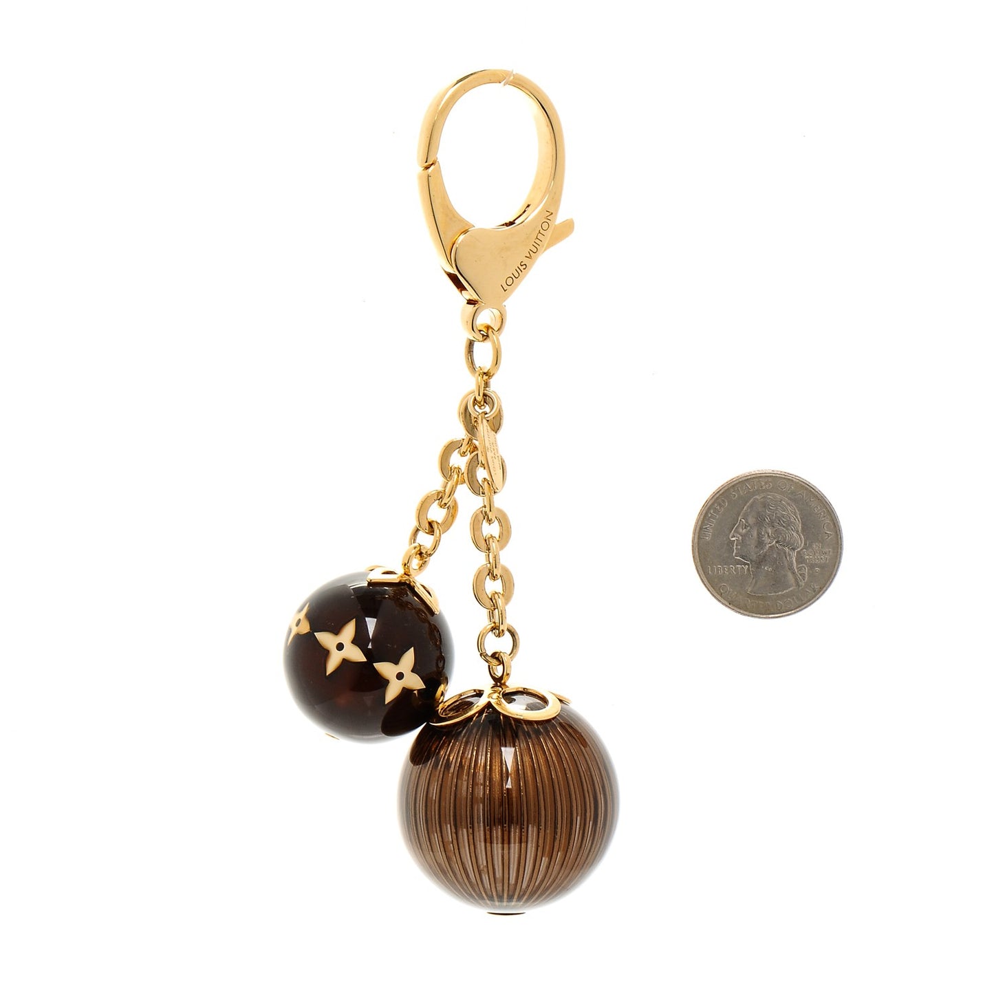 Monogram Ball Charm Key Chain Brown