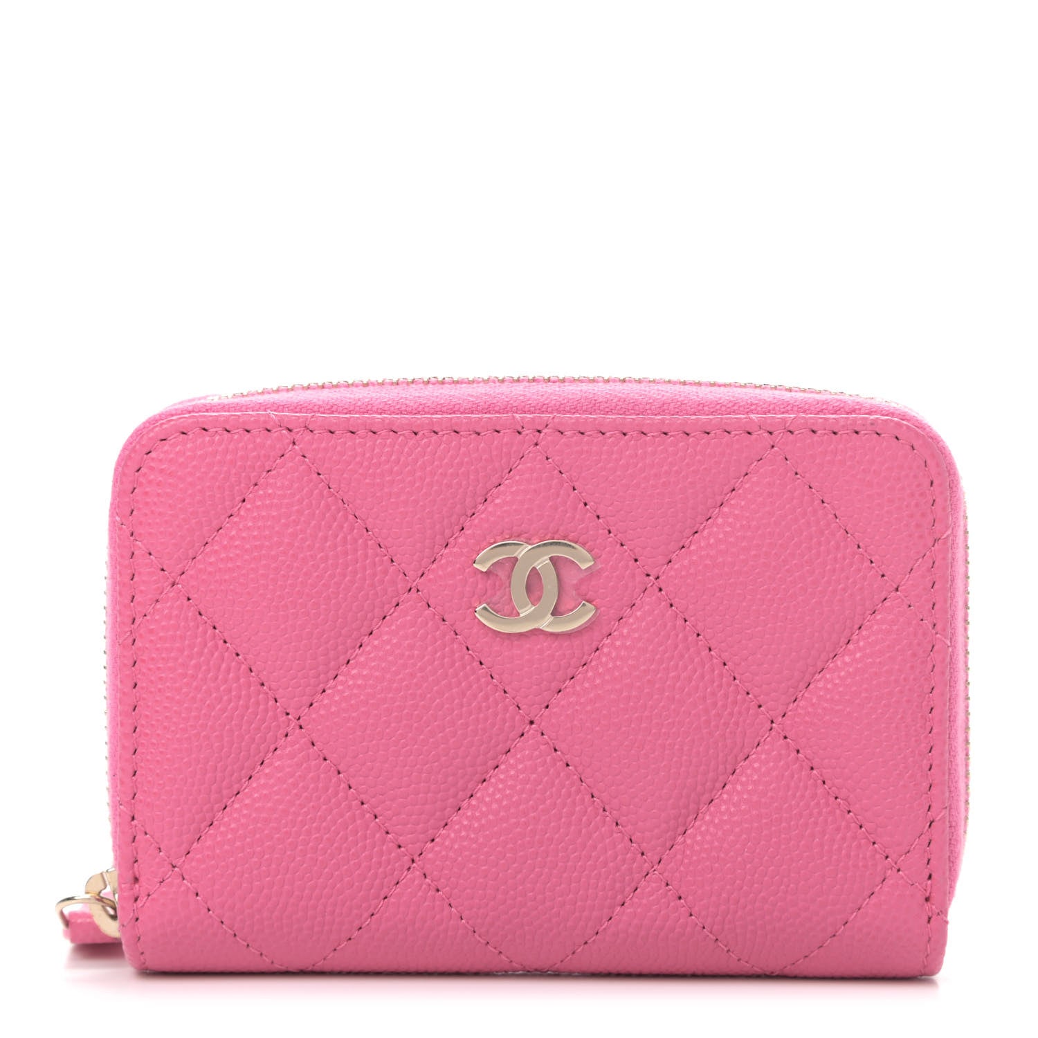 Chanel Caviar Quilted Zip Coin Purse Pink 1 of 4