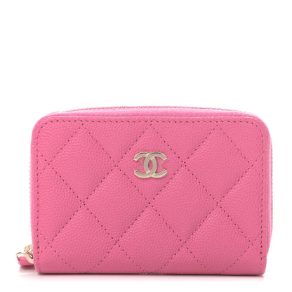 Chanel Caviar Quilted Zip Coin Purse Pink 1 of 4