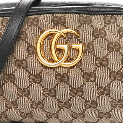 Gucci Monogram Matelasse Diagonal Small GG Marmont Chain Shoulder Bag Beige Black 8 of 10
