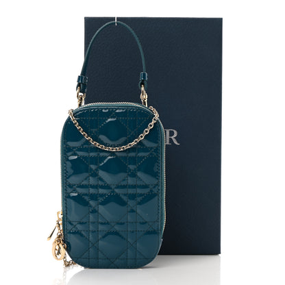 Christian Dior Patent Cannage Lady Dior Phone Holder Dior Blue 15 of 15