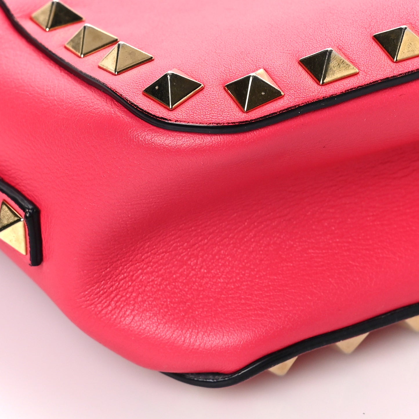 Calfskin Rockstud Camera Crossbody Bag Deep Rose