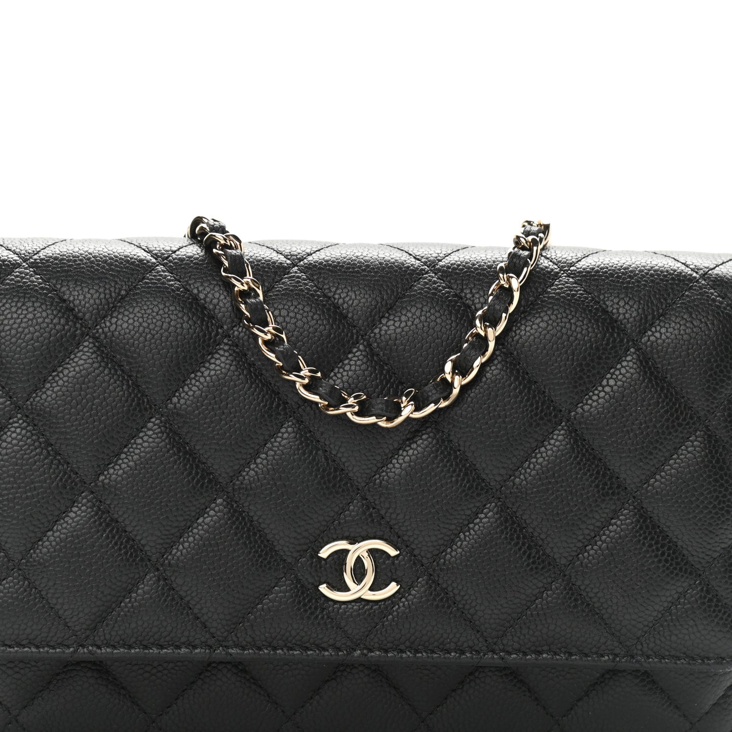 Caviar Quilted Tiny CC Wallet On Chain WOC Black