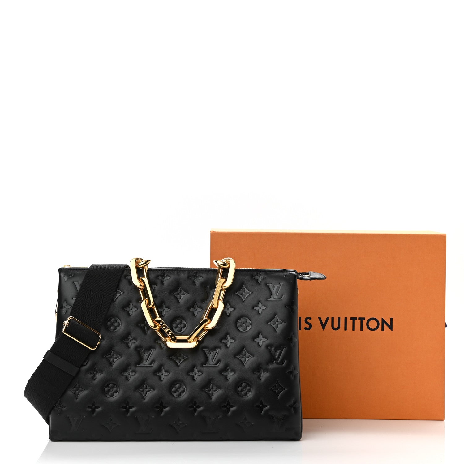 Louis Vuitton Lambskin Embossed Monogram Coussin MM Black 12 of 12