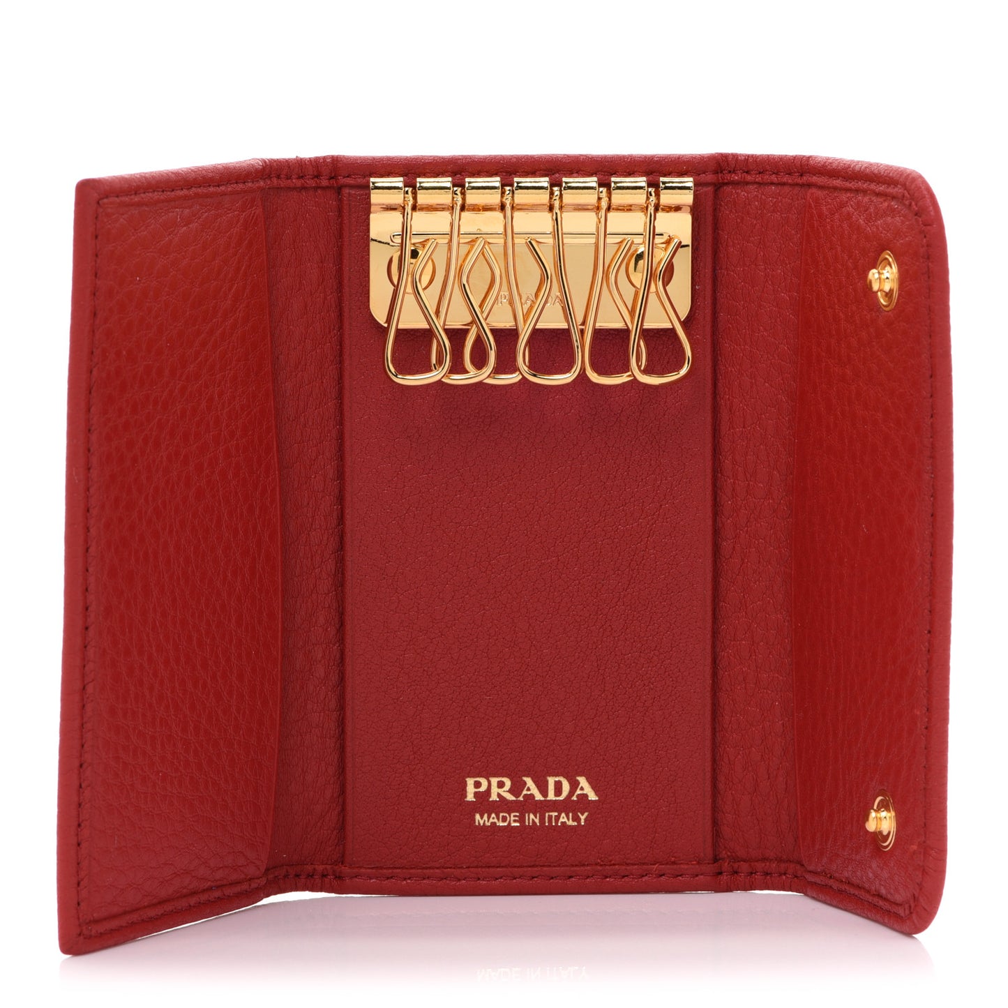 Vitello Grain 6 Key Holder Rosso