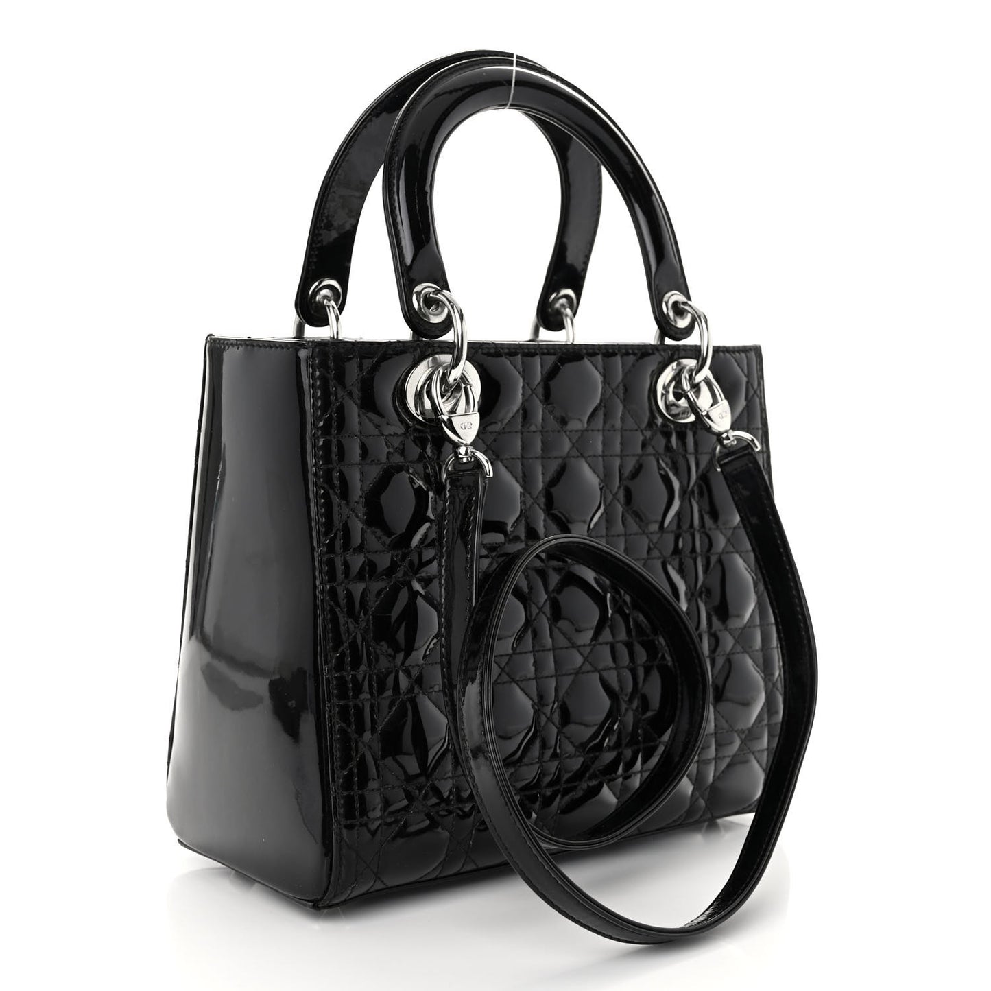Patent Cannage Medium Lady Dior Black