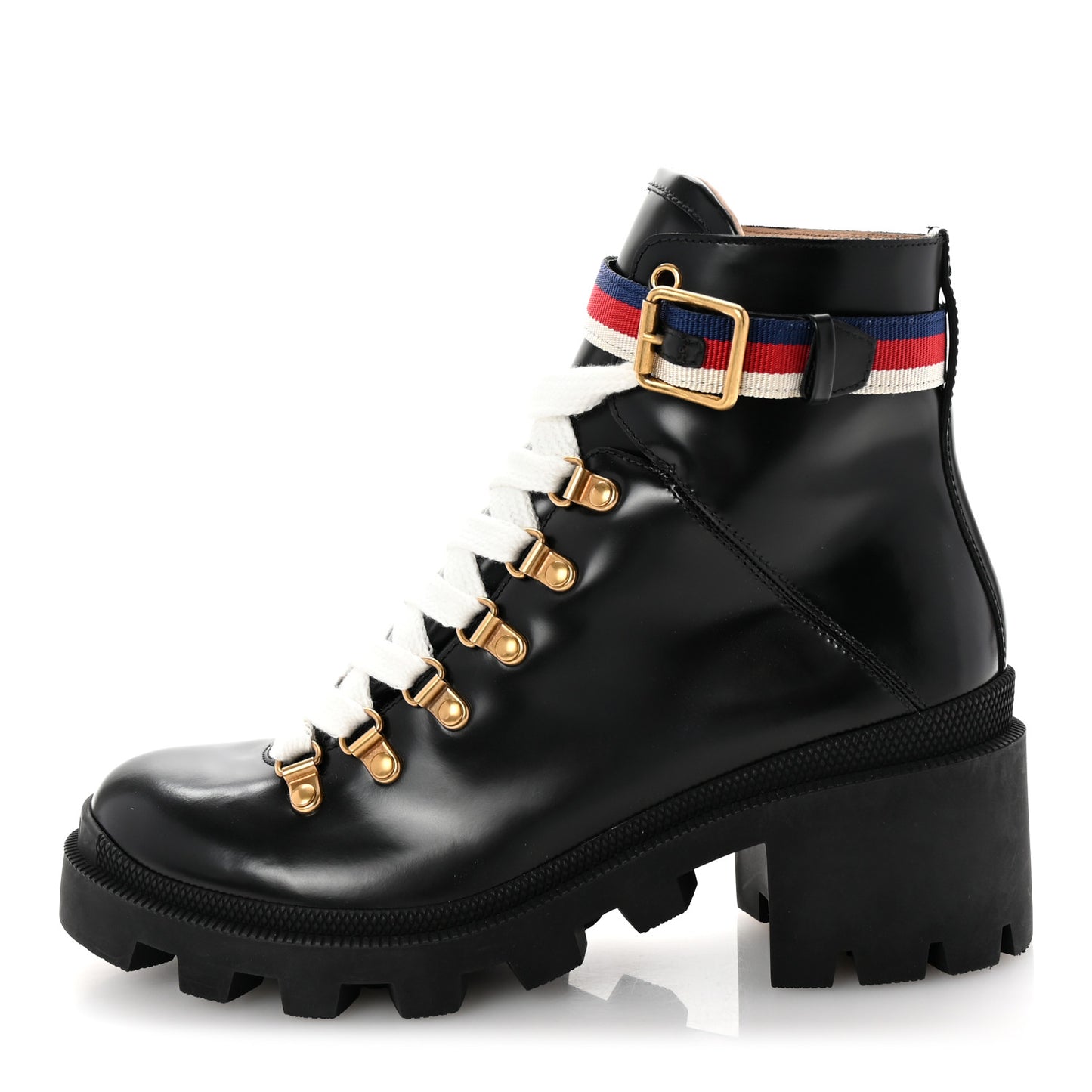 Calfskin Sylvie Web Womens Lace Up Combat Boots 38 Black