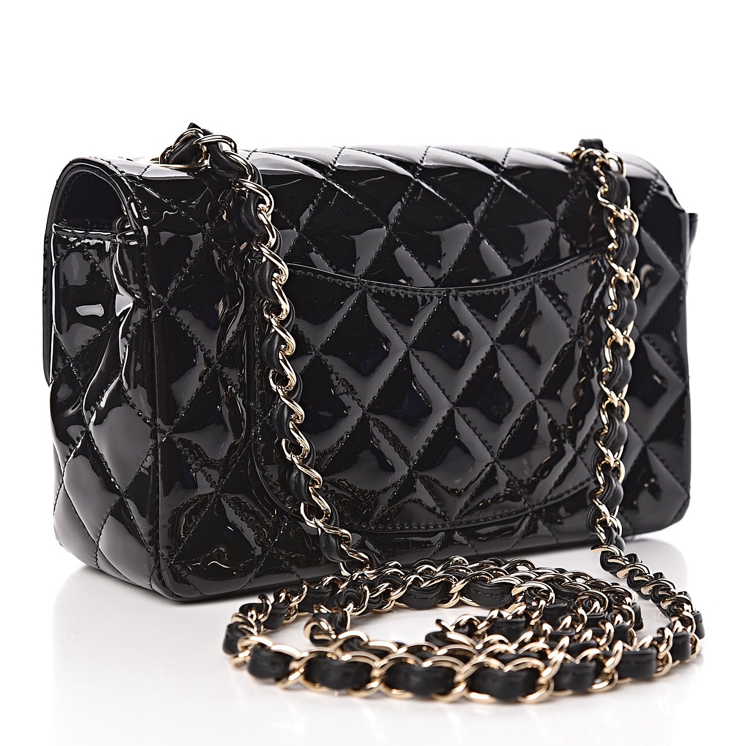 Chanel Patent Calfskin Quilted Mini Rectangular Flap Black 3 of 10