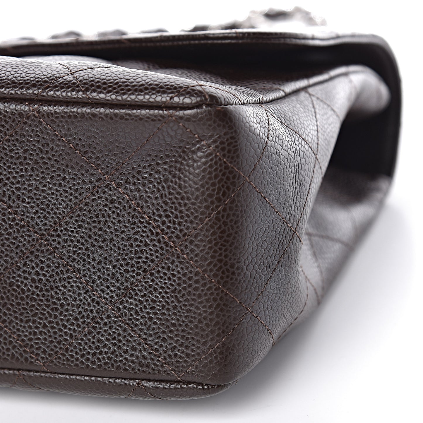 Caviar Quilted Jumbo Single Flap Dark Brown