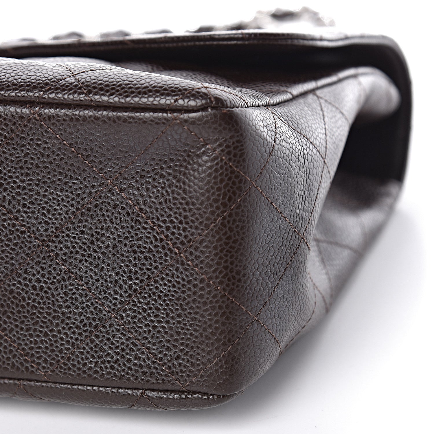 Chanel Caviar Quilted Jumbo Single Flap Dark Brown 12 of 13